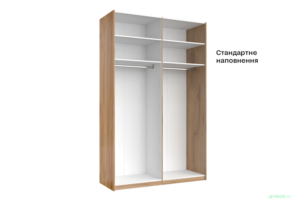 Шкаф-купе МироМарк Луна 2-дверный с зеркалом 150х240 см Дуб Крафт/Мат Лава, серия Н - Изображение 5 Изображение 5 - Шкаф-купе МироМарк Луна 2-дверный с зеркалом 150х240 см Дуб Крафт/Мат Лава, серия Н