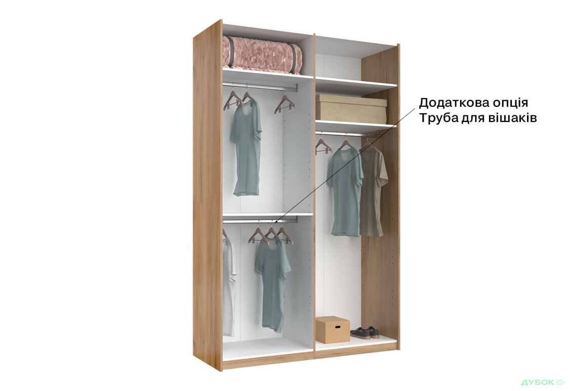 Шкаф-купе МироМарк Луна 2-дверный с зеркалом 150х240 см Дуб Крафт/Мат Лава, серия Н - Изображение 6 Изображение 6 - Шкаф-купе МироМарк Луна 2-дверный с зеркалом 150х240 см Дуб Крафт/Мат Лава, серия Н