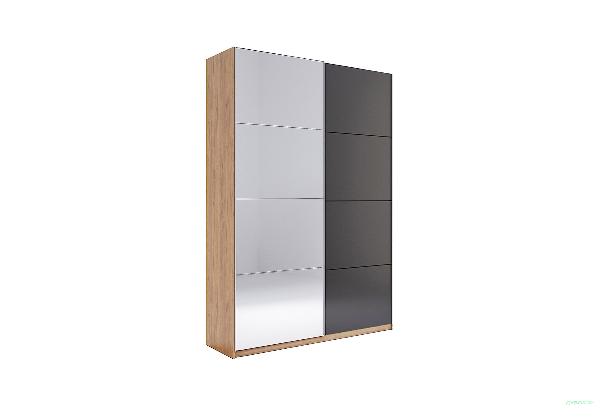 Шкаф-купе МироМарк Луна 2-дверный с зеркалом 150х240 см Дуб Крафт/Мат Лава, серия Н - Изображение 1 Изображение 1 - Шкаф-купе МироМарк Луна 2-дверный с зеркалом 150х240 см Дуб Крафт/Мат Лава, серия Н