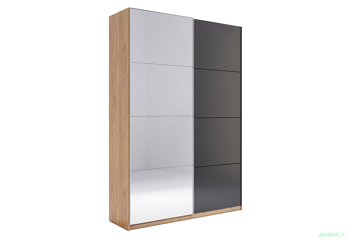 Шкаф-купе МироМарк Луна 2-дверный с зеркалом 150х240 см Дуб Крафт/Мат Лава, серия Н - Изображение 1 Изображение 1 - Шкаф-купе МироМарк Луна 2-дверный с зеркалом 150х240 см Дуб Крафт/Мат Лава, серия Н