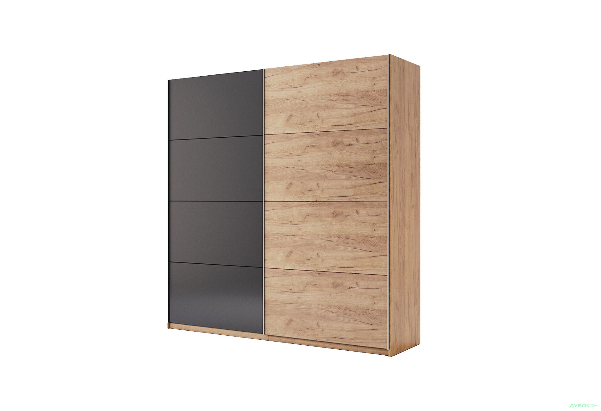 Зображення 1 - Шафа-купе MiroMark Луна 2-дверна 200х210 см фасади Лава/Дуб Крафт, серія Н