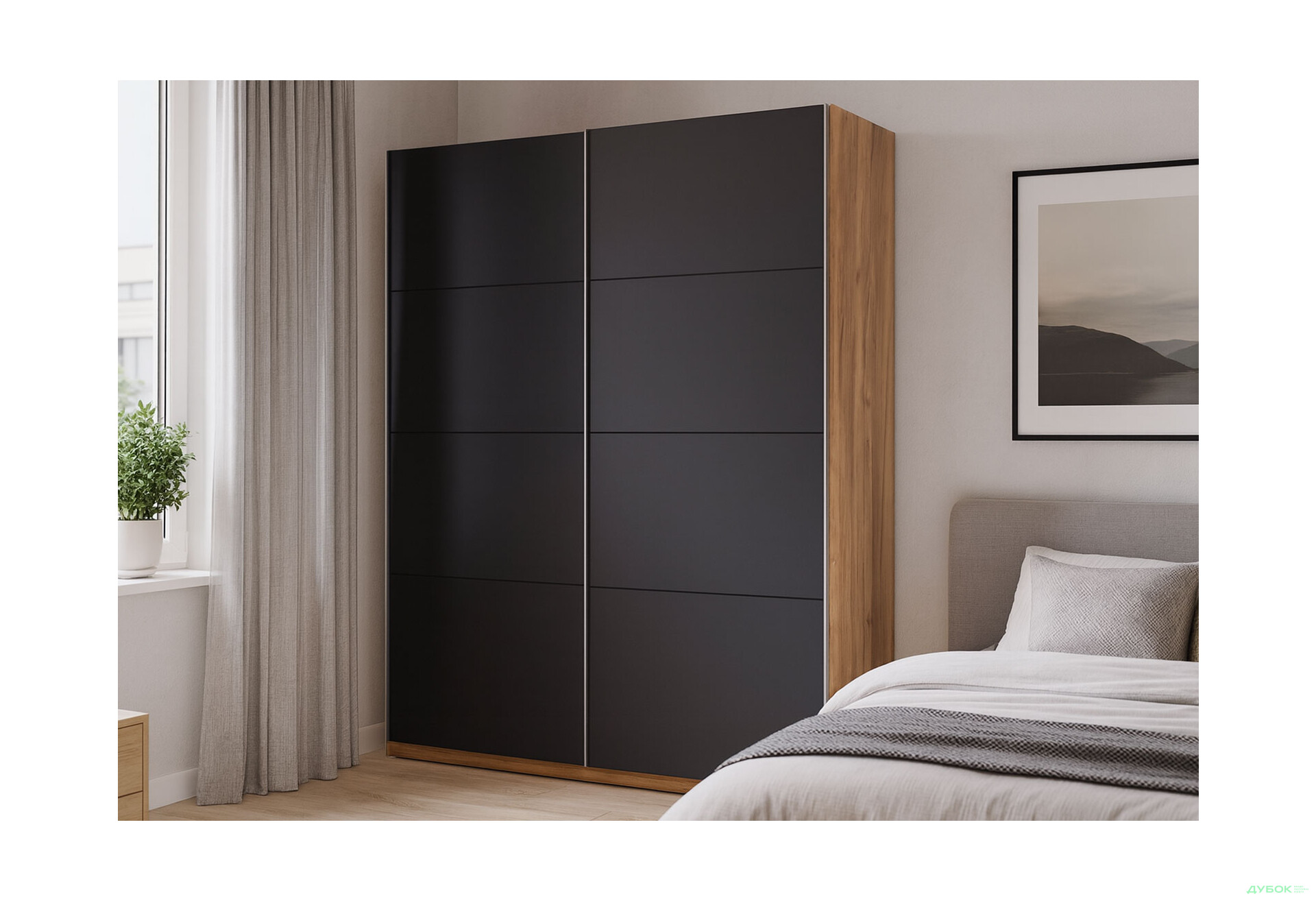 Зображення 2 - Шафа-купе MiroMark Луна 2-дверна 200х210 см фасади Лава, серія Н