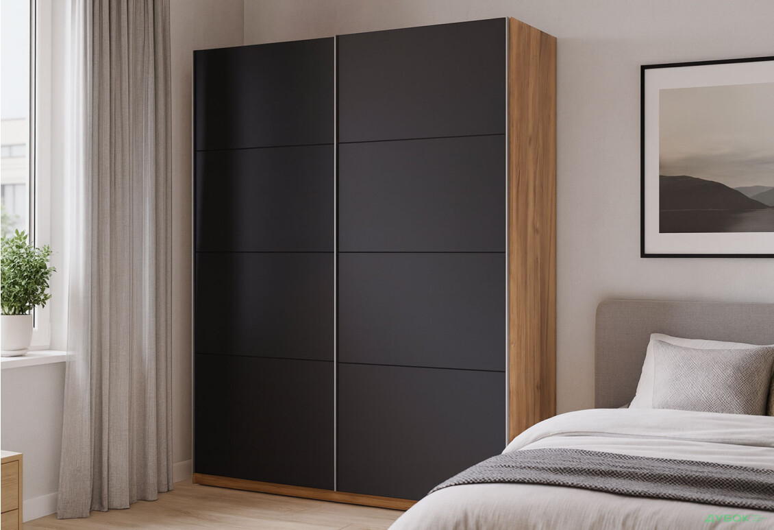 Зображення 2 - Шафа-купе MiroMark Луна 2-дверна 200х210 см фасади Лава, серія Н