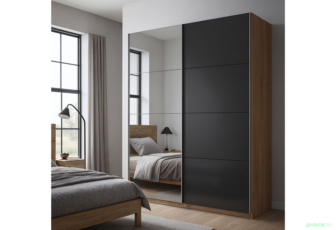 Изображение 2 - Шкаф-купе МироМарк Луна 2-дверный с зеркалом 200х210 см фасад Лава, серия Н