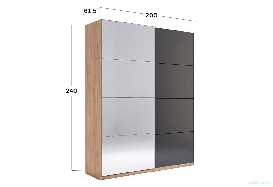 Шафа-купе MiroMark Луна 2-дверна із дзеркалом 200х240 см фасад Лава, серія Н - Зображення 21 Зображення 21 - Шафа-купе MiroMark Луна 2-дверна із дзеркалом 200х240 см фасад Лава, серія Н