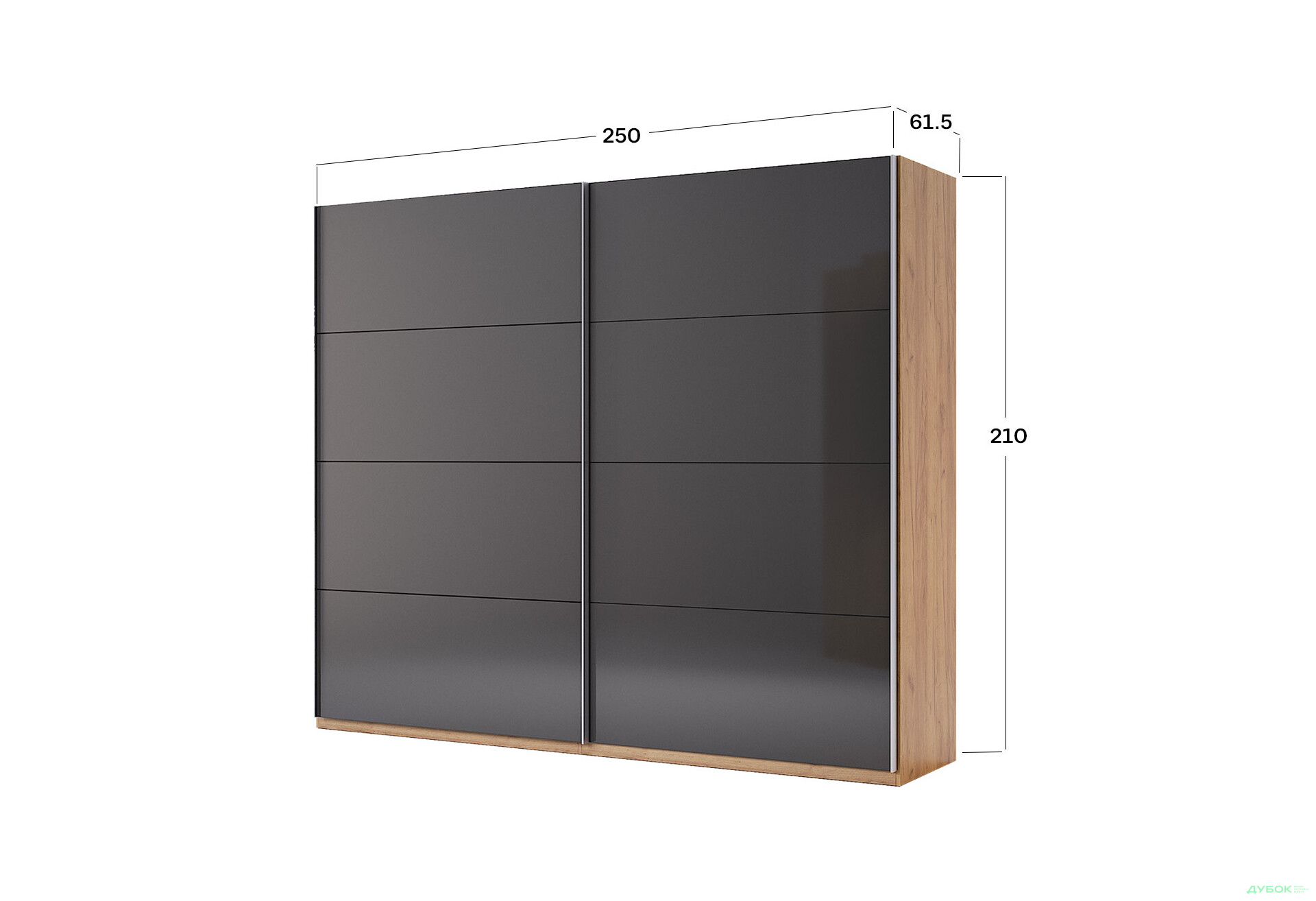 Шафа-купе MiroMark Луна 2-дверна 250х210 см фасади Лава, серія Н - Зображення 5 Зображення 5 - Шафа-купе MiroMark Луна 2-дверна 250х210 см фасади Лава, серія Н