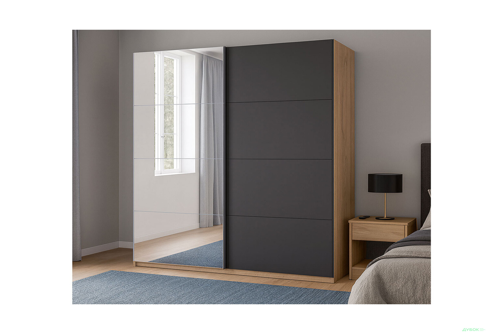 Изображение 2 - Шкаф-купе МироМарк Луна 2-дверный с зеркалом 250х210 см фасад Лава, серия Н