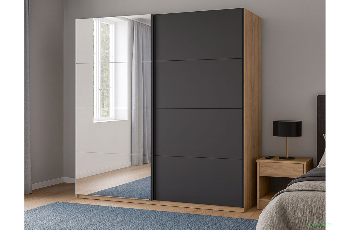 Изображение 2 - Шкаф-купе МироМарк Луна 2-дверный с зеркалом 250х210 см фасад Лава, серия Н