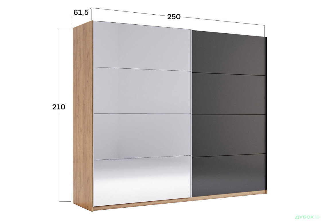 Шкаф-купе МироМарк Луна 2-дверный с зеркалом 250х210 см фасад Лава, серия Н - Изображение 21 Изображение 21 - Шкаф-купе МироМарк Луна 2-дверный с зеркалом 250х210 см фасад Лава, серия Н