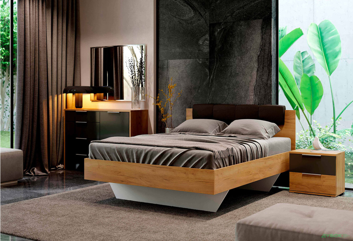 Спальня MiroMark Луна без шафи, 160 Дуб Крафт / Мат Лава - Зображення 1 Зображення 1 - Спальня MiroMark Луна без шафи, 160 Дуб Крафт / Мат Лава