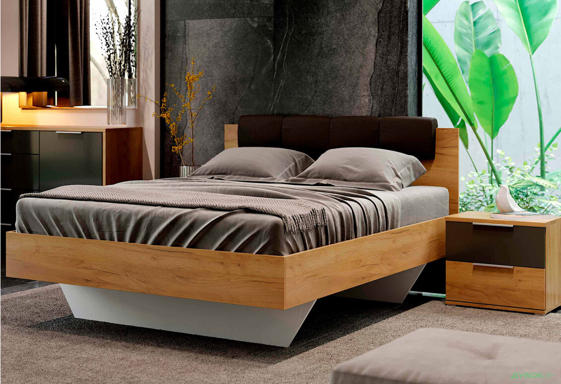 Спальня MiroMark Луна без шафи, 160 Дуб Крафт / Мат Лава - Зображення 2 Зображення 2 - Спальня MiroMark Луна без шафи, 160 Дуб Крафт / Мат Лава