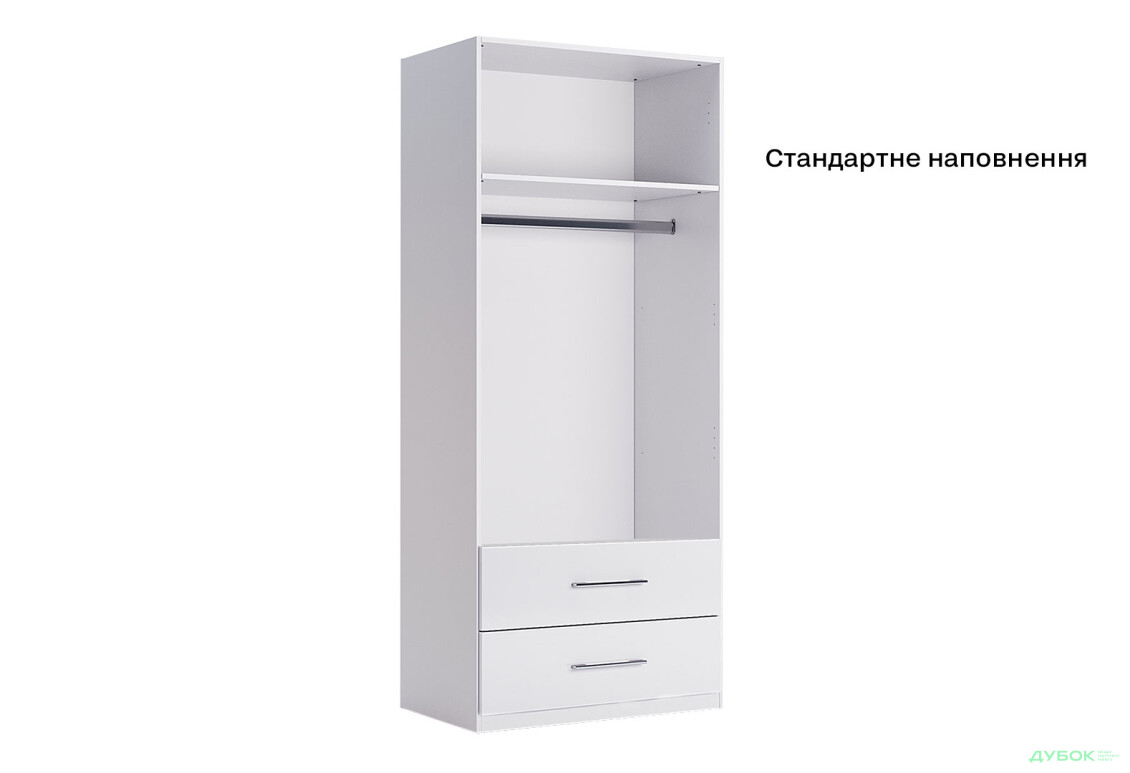 Шафа MiroMark Фемілі 2-дверна з 2 шухлядами 90 см Біла, серія Н - Зображення 6 Зображення 6 - Шафа MiroMark Фемілі 2-дверна з 2 шухлядами 90 см Біла, серія Н