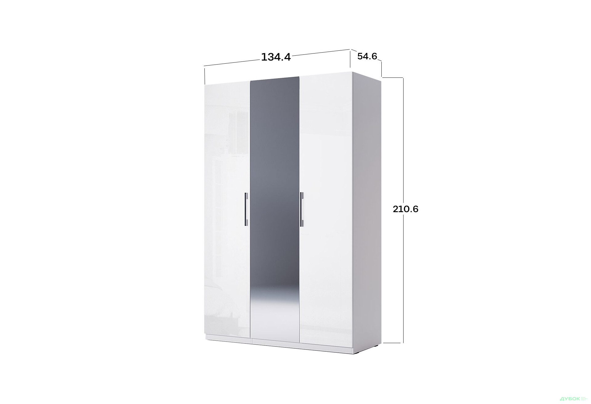 Шафа MiroMark Фемілі 3-дверна з дзеркалом 134 см Біла, серія Н - Зображення 6 Зображення 6 - Шафа MiroMark Фемілі 3-дверна з дзеркалом 134 см Біла, серія Н