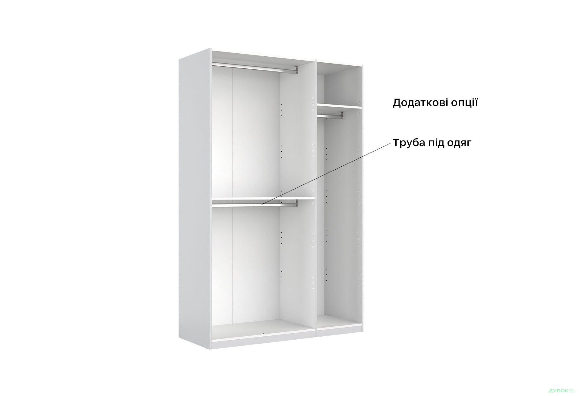 Шафа MiroMark Фемілі 3-дверна з дзеркалом 134 см Біла, серія Н - Зображення 13 Зображення 13 - Шафа MiroMark Фемілі 3-дверна з дзеркалом 134 см Біла, серія Н