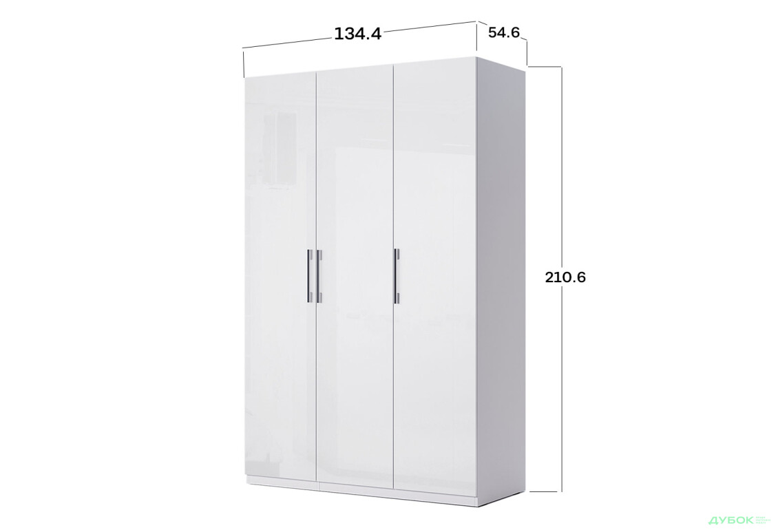 Шафа MiroMark Фемілі 3-дверна 134 см Біла, серія Н - Зображення 6 Зображення 6 - Шафа MiroMark Фемілі 3-дверна 134 см Біла, серія Н