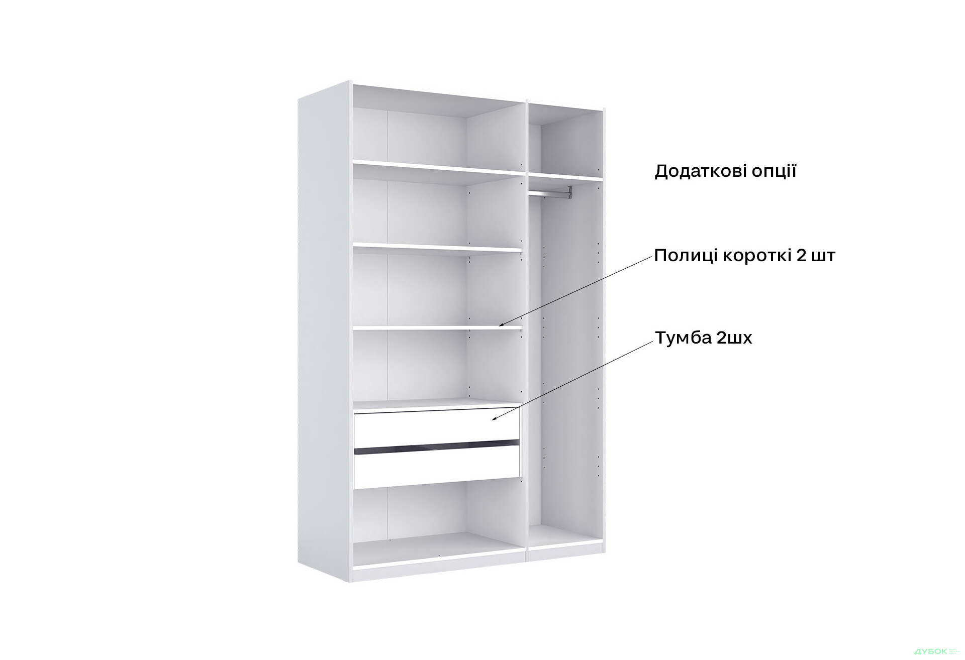 Зображення 15 - Шафа MiroMark Фемілі 3-дверна 134 см Біла, серія Н