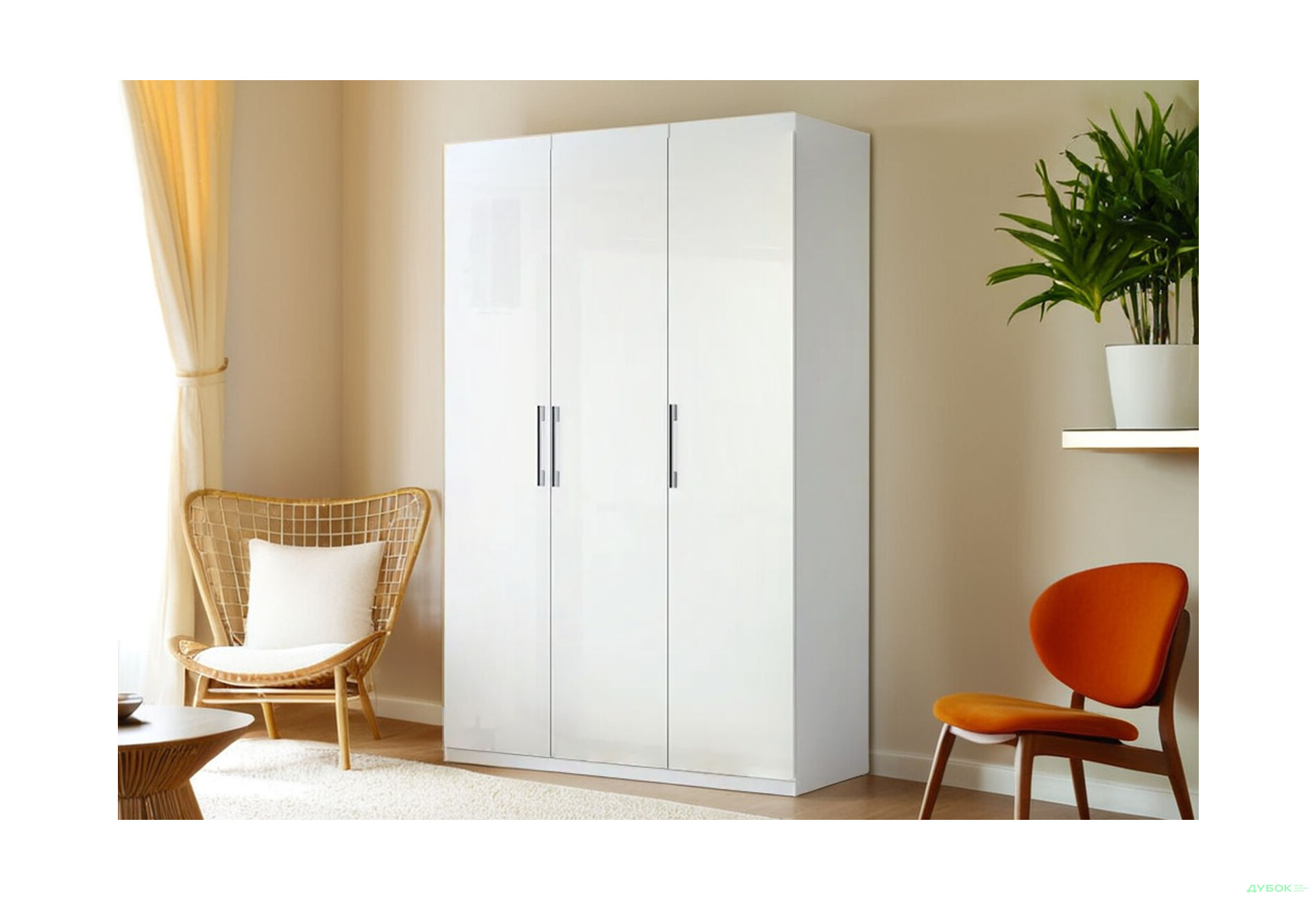 Шафа MiroMark Фемілі 3-дверна 134 см Біла, серія Н - Зображення 2 Зображення 2 - Шафа MiroMark Фемілі 3-дверна 134 см Біла, серія Н