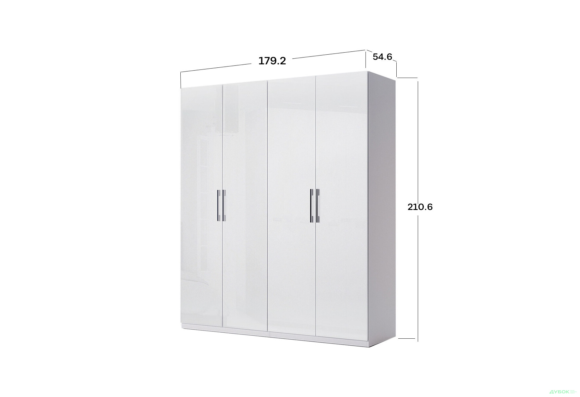 Шафа MiroMark Фемілі 4-дверна 179 см Біла, серія Н - Зображення 6 Зображення 6 - Шафа MiroMark Фемілі 4-дверна 179 см Біла, серія Н