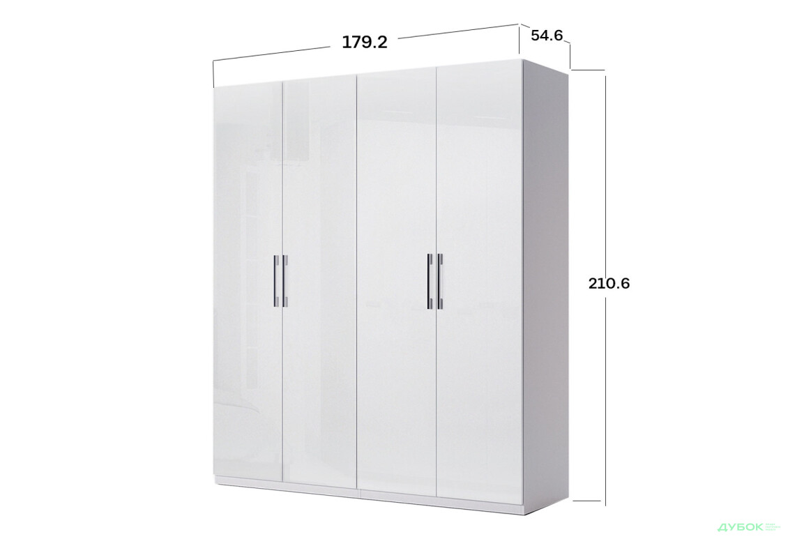 Шафа MiroMark Фемілі 4-дверна 179 см Біла, серія Н - Зображення 6 Зображення 6 - Шафа MiroMark Фемілі 4-дверна 179 см Біла, серія Н