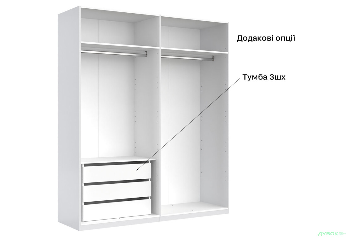 Шафа MiroMark Фемілі 4-дверна 179 см Біла, серія Н - Зображення 8 Зображення 8 - Шафа MiroMark Фемілі 4-дверна 179 см Біла, серія Н