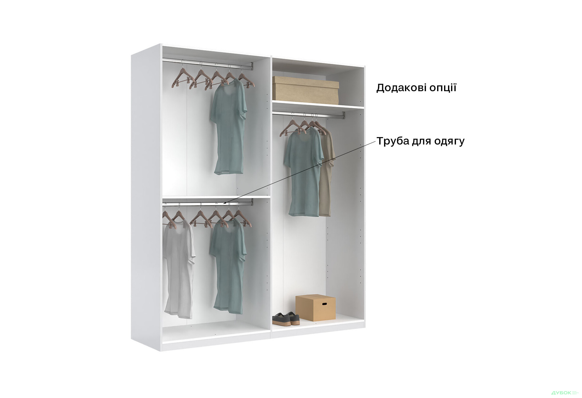 Шафа MiroMark Фемілі 4-дверна 179 см Біла, серія Н - Зображення 17 Зображення 17 - Шафа MiroMark Фемілі 4-дверна 179 см Біла, серія Н