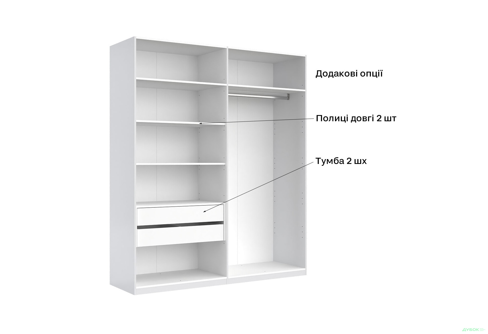 Шафа MiroMark Фемілі 4-дверна 179 см Біла, серія Н - Зображення 18 Зображення 18 - Шафа MiroMark Фемілі 4-дверна 179 см Біла, серія Н