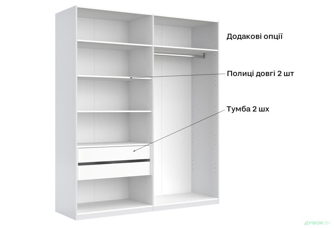 Шафа MiroMark Фемілі 4-дверна 179 см Біла, серія Н - Зображення 18 Зображення 18 - Шафа MiroMark Фемілі 4-дверна 179 см Біла, серія Н