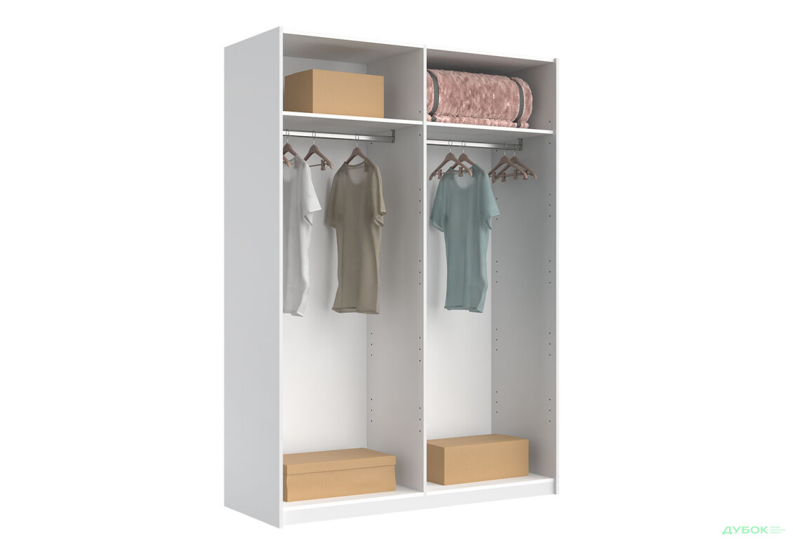 Шкаф-купе МироМарк Фемили 2-дверный с зеркалом 150х210 см Белая, серия Н - Изображение 4 Изображение 4 - Шкаф-купе МироМарк Фемили 2-дверный с зеркалом 150х210 см Белая, серия Н