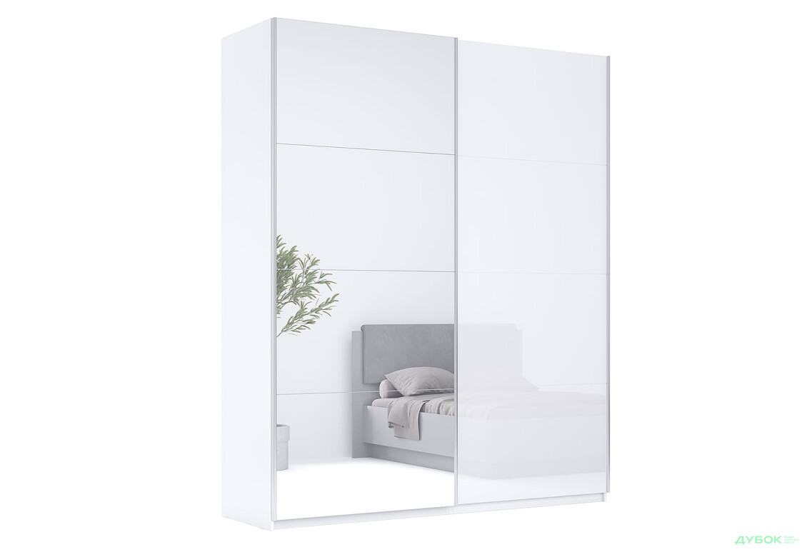 Шафа-купе MiroMark Фемілі 2-дверна із дзеркалом 150х240 см Біла, серія Н - Зображення 1 Зображення 1 - Шафа-купе MiroMark Фемілі 2-дверна із дзеркалом 150х240 см Біла, серія Н