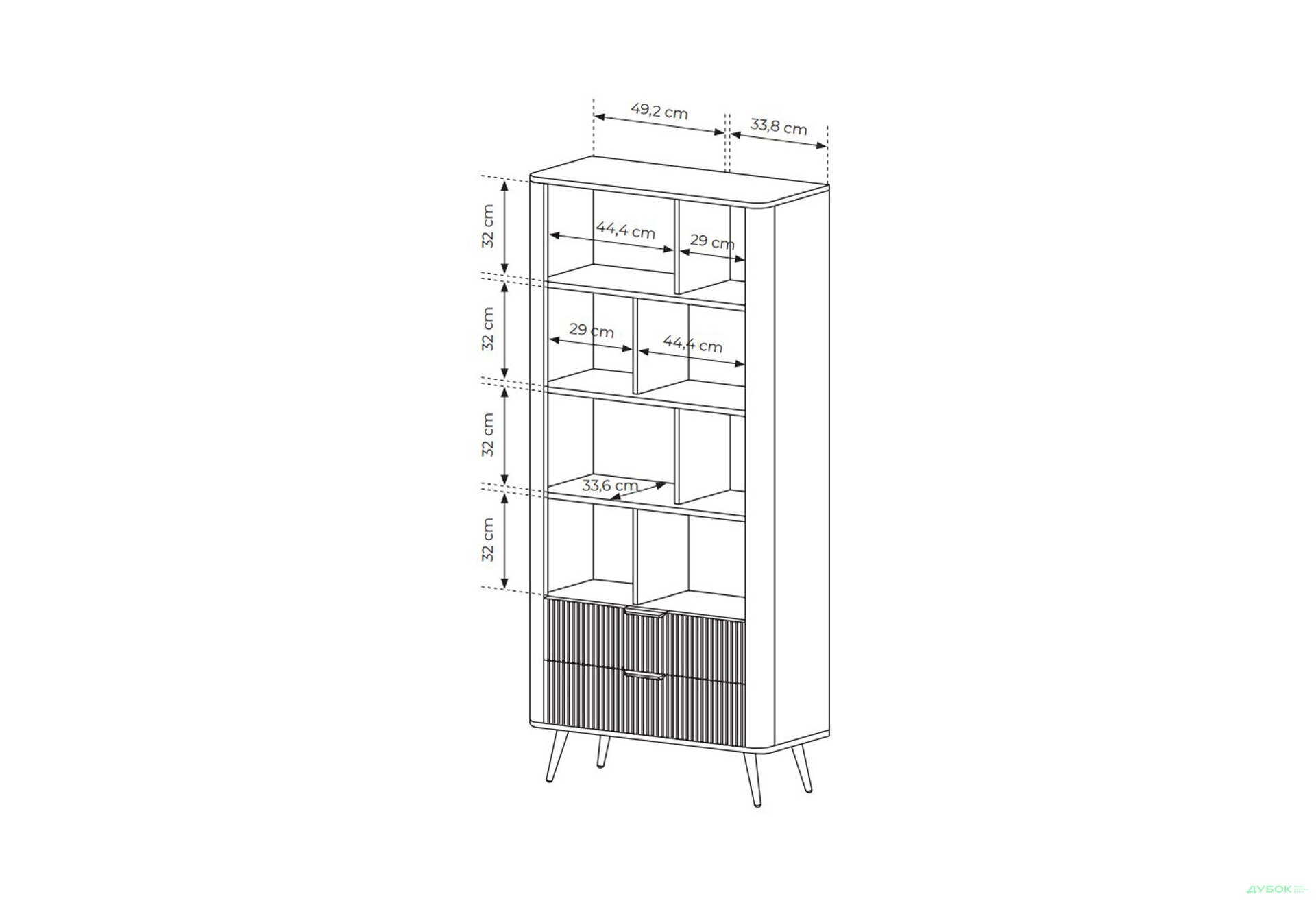 Изображение 5 - Шкаф-стеллаж открытый Perfect Home Ланте / Lante с 2 ящиками 88 см, черный, золотые ножки