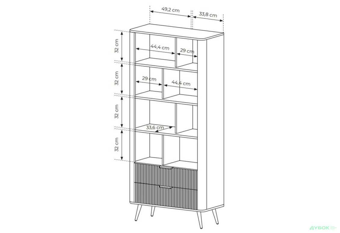 Изображение 5 - Шкаф-стеллаж открытый Perfect Home Ланте / Lante с 2 ящиками 88 см, черный, золотые ножки