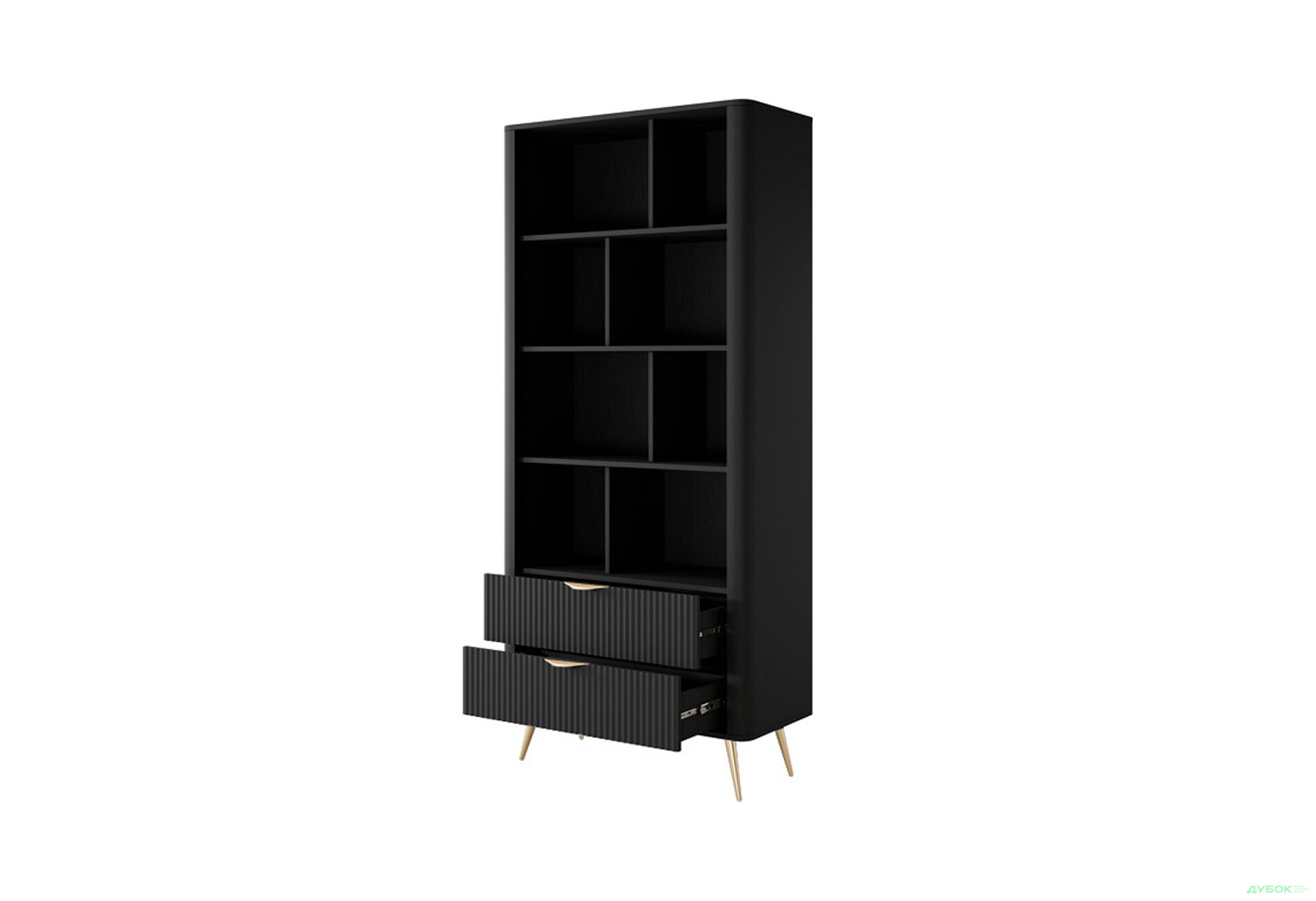 Изображение 2 - Шкаф-стеллаж открытый Perfect Home Ланте / Lante с 2 ящиками 88 см, черный, золотые ножки