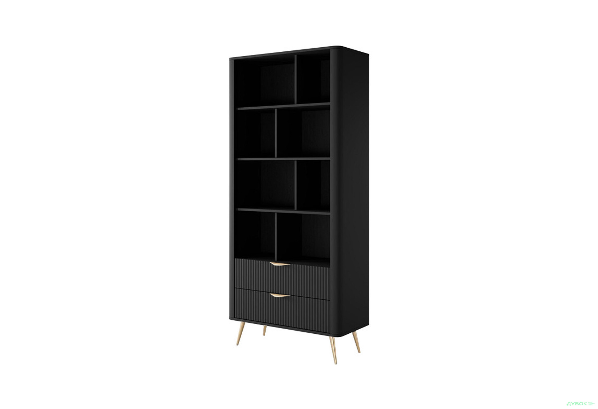 Изображение 1 - Шкаф-стеллаж открытый Perfect Home Ланте / Lante с 2 ящиками 88 см, черный, золотые ножки