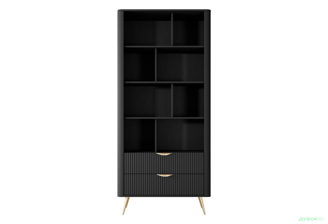 Шкаф-стеллаж открытый Perfect Home Ланте / Lante с 2 ящиками 88 см, черный, золотые ножки - Изображение 3 Изображение 3 - Шкаф-стеллаж открытый Perfect Home Ланте / Lante с 2 ящиками 88 см, черный, золотые ножки