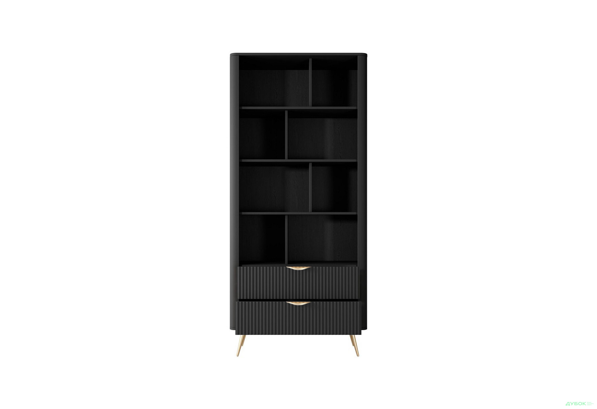 Изображение 4 - Шкаф-стеллаж открытый Perfect Home Ланте / Lante с 2 ящиками 88 см, черный, золотые ножки