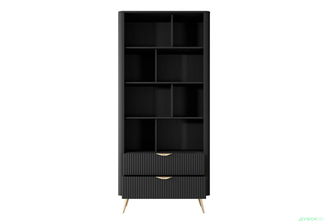 Изображение 4 - Шкаф-стеллаж открытый Perfect Home Ланте / Lante с 2 ящиками 88 см, черный, золотые ножки