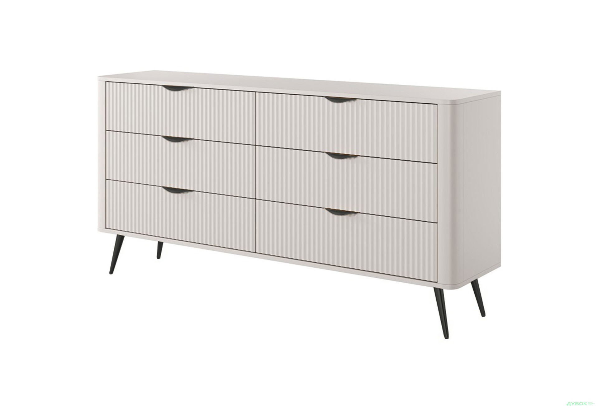 Комод Perfect Home Ланте / Lante з 6 шухлядами 163 см, бежевий, чорні ніжки - Зображення 1 Зображення 1 - Комод Perfect Home Ланте / Lante з 6 шухлядами 163 см, бежевий, чорні ніжки