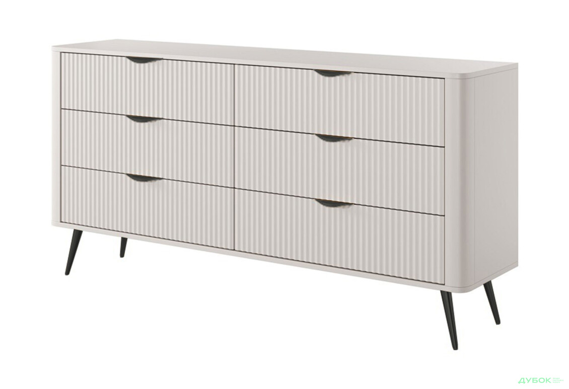 Комод Perfect Home Ланте / Lante з 6 шухлядами 163 см, бежевий, чорні ніжки - Зображення 1 Зображення 1 - Комод Perfect Home Ланте / Lante з 6 шухлядами 163 см, бежевий, чорні ніжки