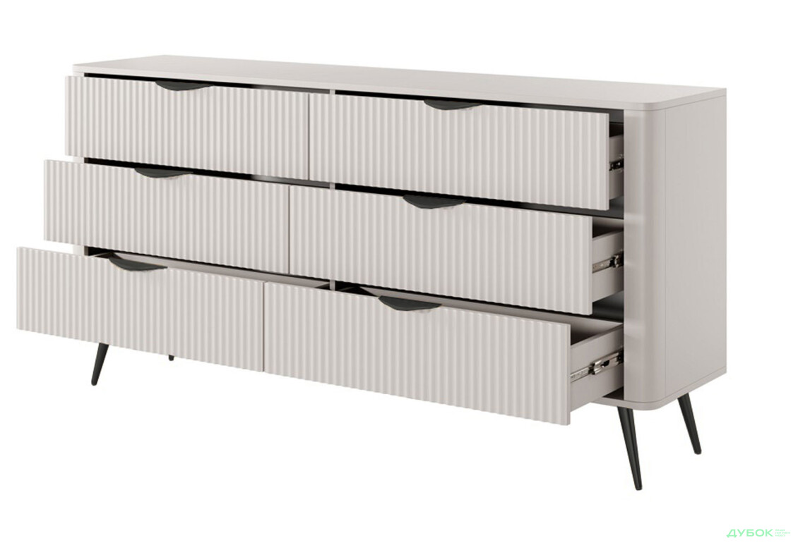 Комод Perfect Home Ланте / Lante з 6 шухлядами 163 см, бежевий, чорні ніжки - Зображення 2 Зображення 2 - Комод Perfect Home Ланте / Lante з 6 шухлядами 163 см, бежевий, чорні ніжки