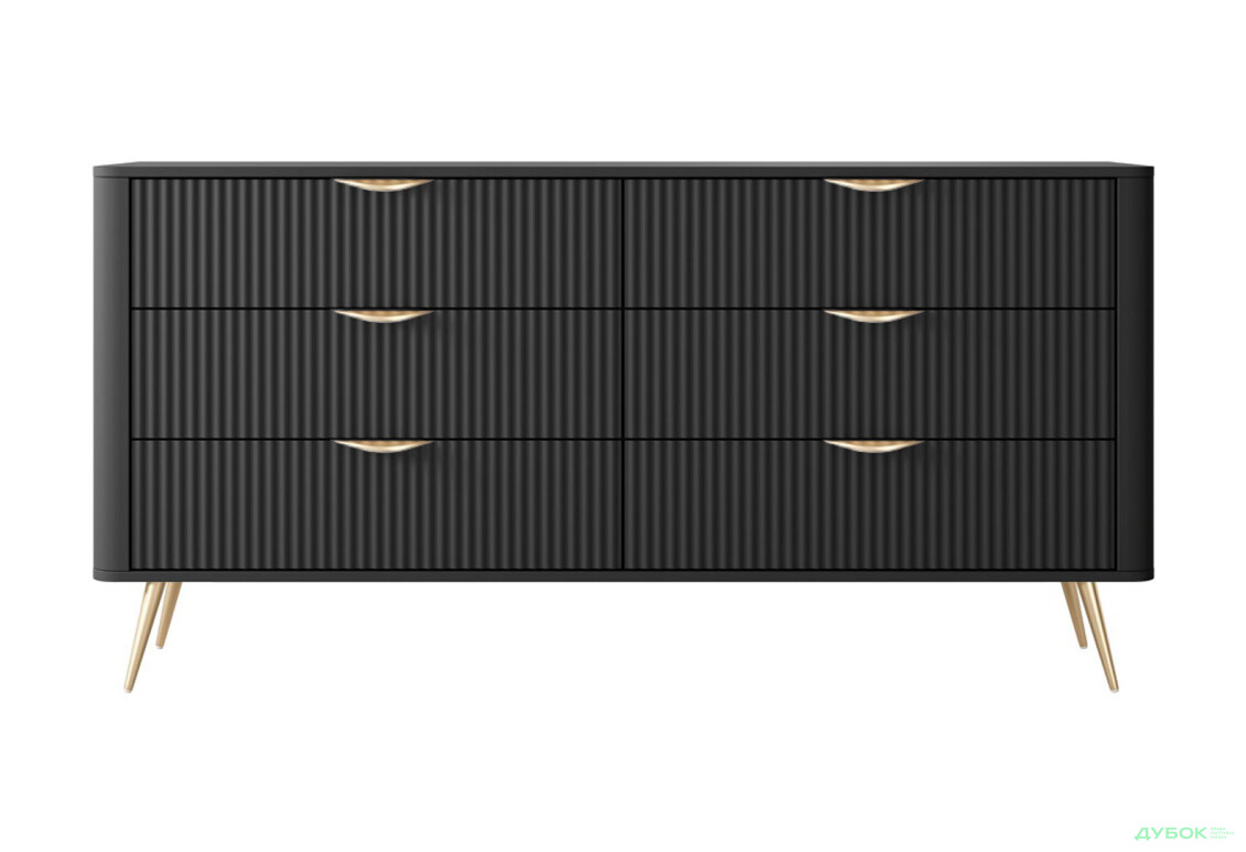Комод Perfect Home Ланте / Lante з 6 шухлядами 163 см, чорний, золоті ніжки - Зображення 3 Зображення 3 - Комод Perfect Home Ланте / Lante з 6 шухлядами 163 см, чорний, золоті ніжки