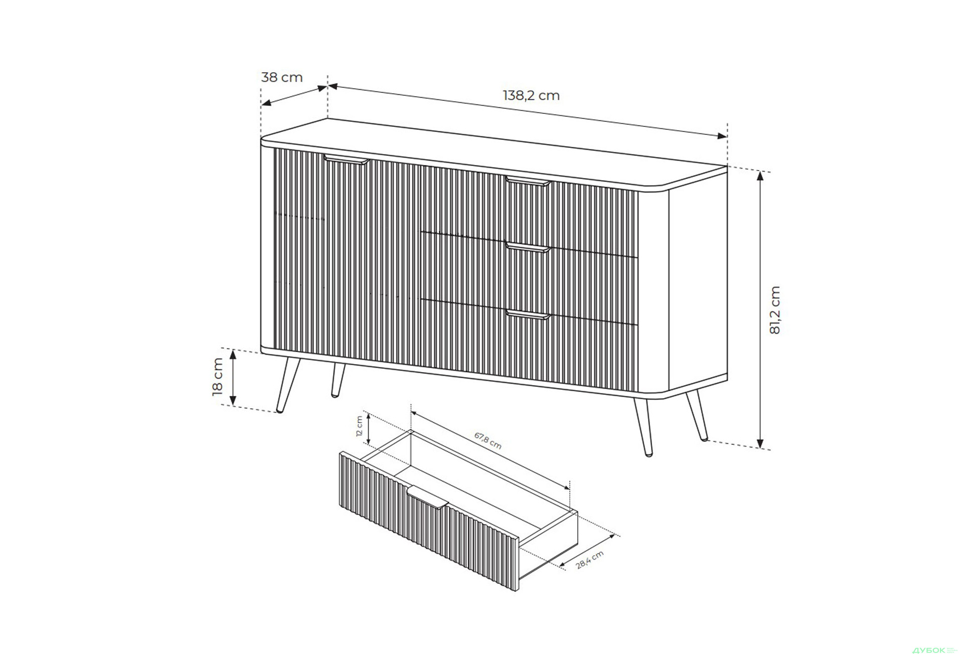 Комод Perfect Home Ланте / Lante 1-дверний з 3 шухлядами 138 см, чорний, золоті ніжки - Зображення 6 Зображення 6 - Комод Perfect Home Ланте / Lante 1-дверний з 3 шухлядами 138 см, чорний, золоті ніжки