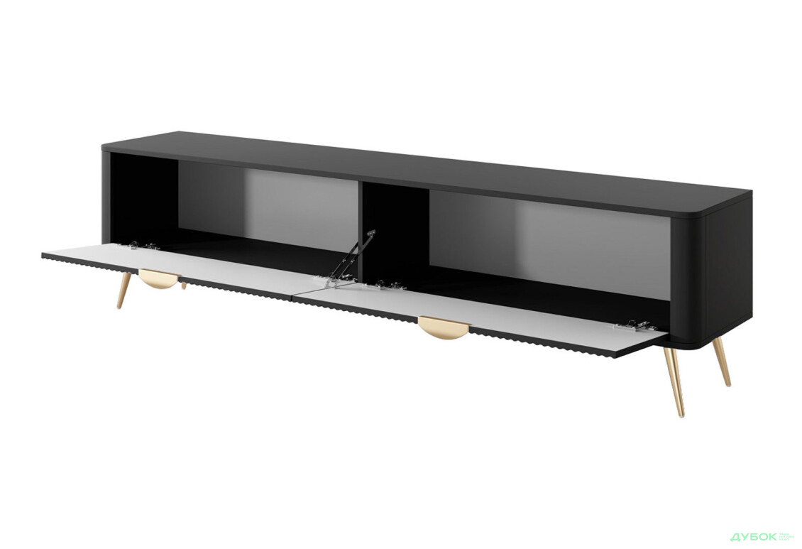 Изображение 2 - Тумба под ТВ Perfect Home Ланте / Lante с 2 дверками 200 см, черный, золотые ножки