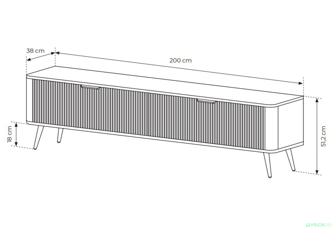 Изображение 6 - Тумба под ТВ Perfect Home Ланте / Lante с 2 дверками 200 см, черный, золотые ножки