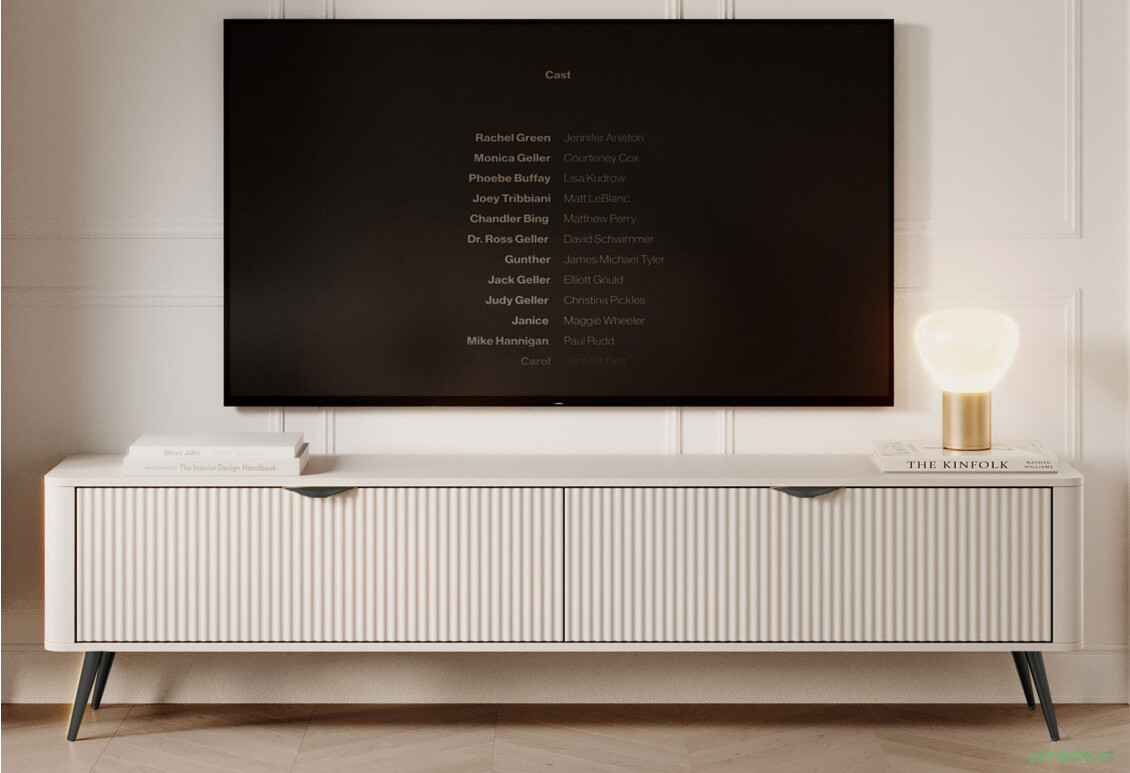 Тумба под ТВ Perfect Home Ланте / Lante с 2 дверками 163 см, бежевый, черные ножки - Изображение 3 Изображение 3 - Тумба под ТВ Perfect Home Ланте / Lante с 2 дверками 163 см, бежевый, черные ножки