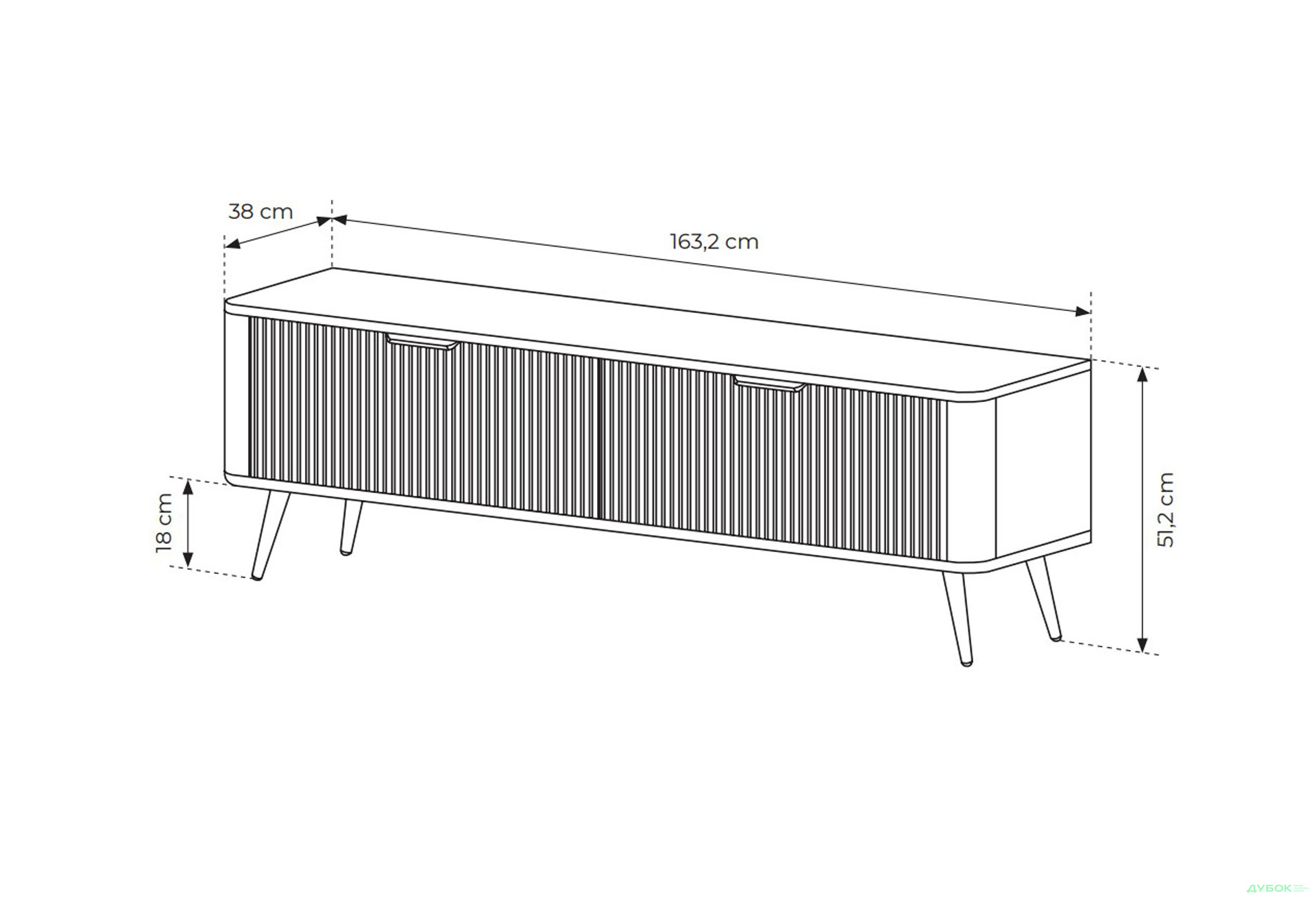 Тумба под ТВ Perfect Home Ланте / Lante с 2 дверками 163 см, бежевый, черные ножки - Изображение 6 Изображение 6 - Тумба под ТВ Perfect Home Ланте / Lante с 2 дверками 163 см, бежевый, черные ножки