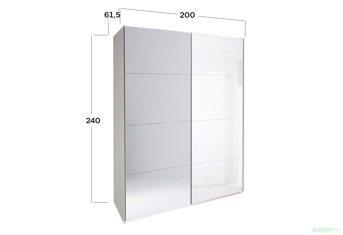 Шкаф-купе МироМарк Фемили 2-дверный с зеркалом 200х240 см Белый, серия Н - Изображение 3 Изображение 3 - Шкаф-купе МироМарк Фемили 2-дверный с зеркалом 200х240 см Белый, серия Н