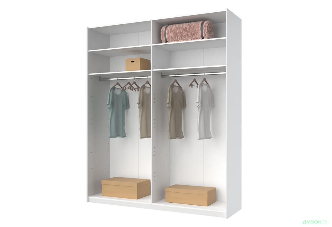 Шкаф-купе МироМарк Фемили 2-дверный с зеркалом 200х240 см Белый, серия Н - Изображение 4 Изображение 4 - Шкаф-купе МироМарк Фемили 2-дверный с зеркалом 200х240 см Белый, серия Н