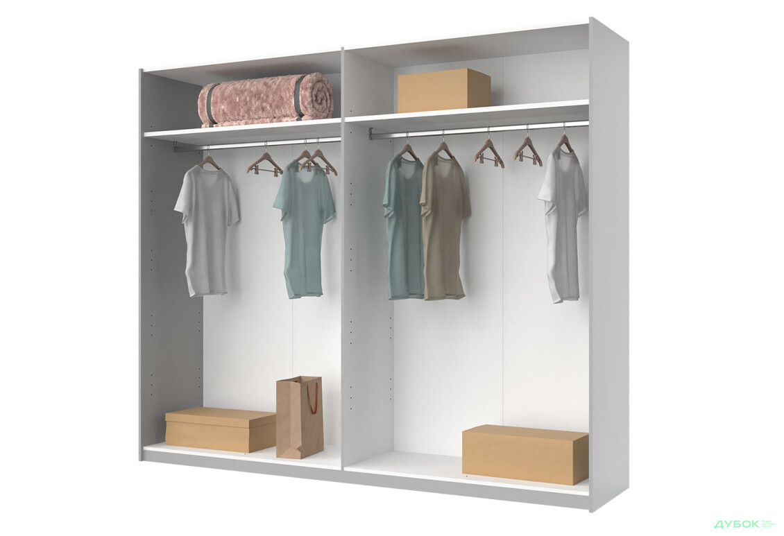 Шкаф-купе МироМарк Фемили 2-дверный с зеркалом 250х210 см Белый, серия Н - Изображение 4 Изображение 4 - Шкаф-купе МироМарк Фемили 2-дверный с зеркалом 250х210 см Белый, серия Н