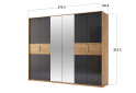 Зображення 6 - Шафа MiroMark Рамона 6-дверна з дзеркалом 274 см Дуб крафт/Лава, серія Н