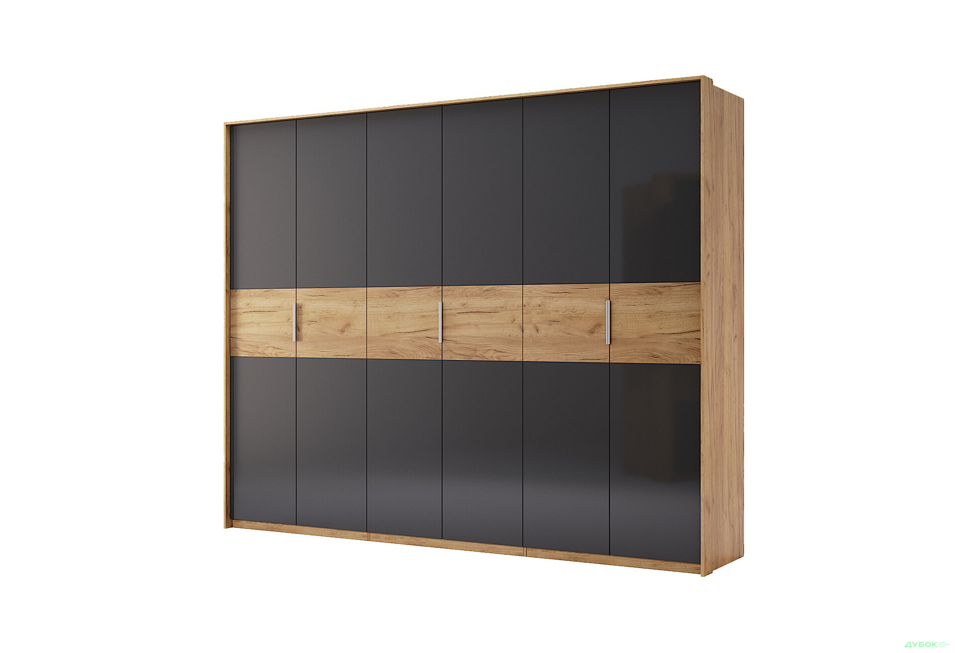 Шкаф МироМарк Рамона 6-дверный 274 см Дуб крафт/Лава, серия Н - Изображение 1 Изображение 1 - Шкаф МироМарк Рамона 6-дверный 274 см Дуб крафт/Лава, серия Н